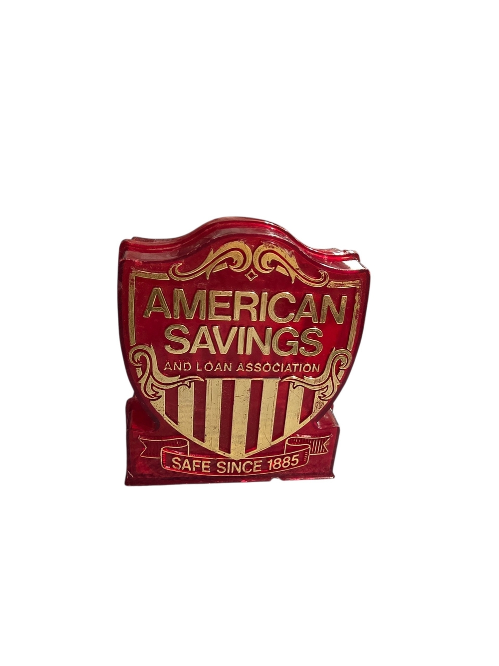 American Savings Red and Gold Decorative Shield Plaque